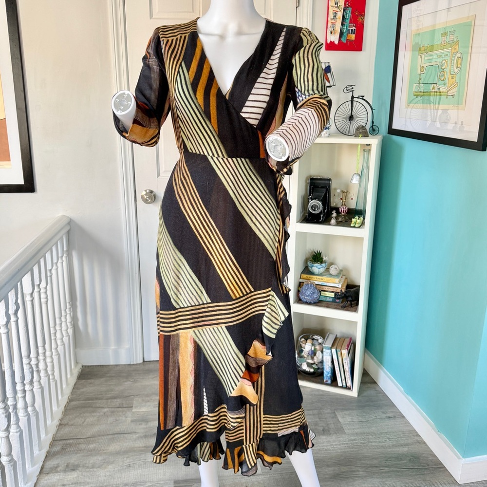 Anthropologie Conditions Apply Striped Long Sleeve Jumpsuit/Maxi Dress (size XS)